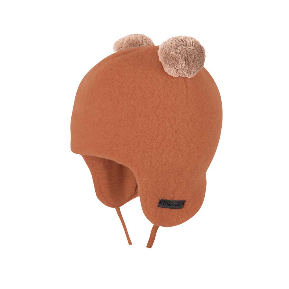 PurePure Baby Mütze mit 2 Bommel - mocha