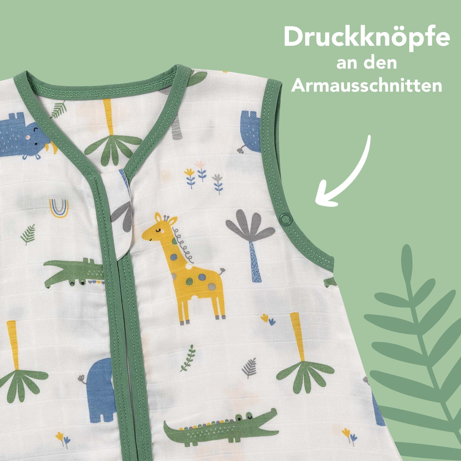 Babyschlafsack 0.5 Tog Musselin Bambusviskose - Dschungel Slumbersac