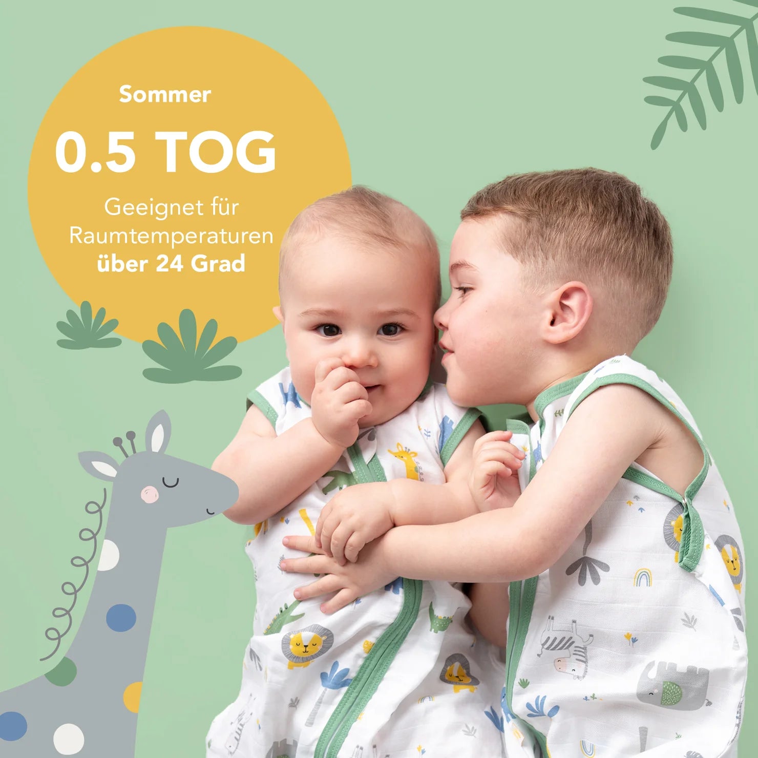 Babyschlafsack 0.5 Tog Musselin Bambusviskose - Dschungel Slumbersac