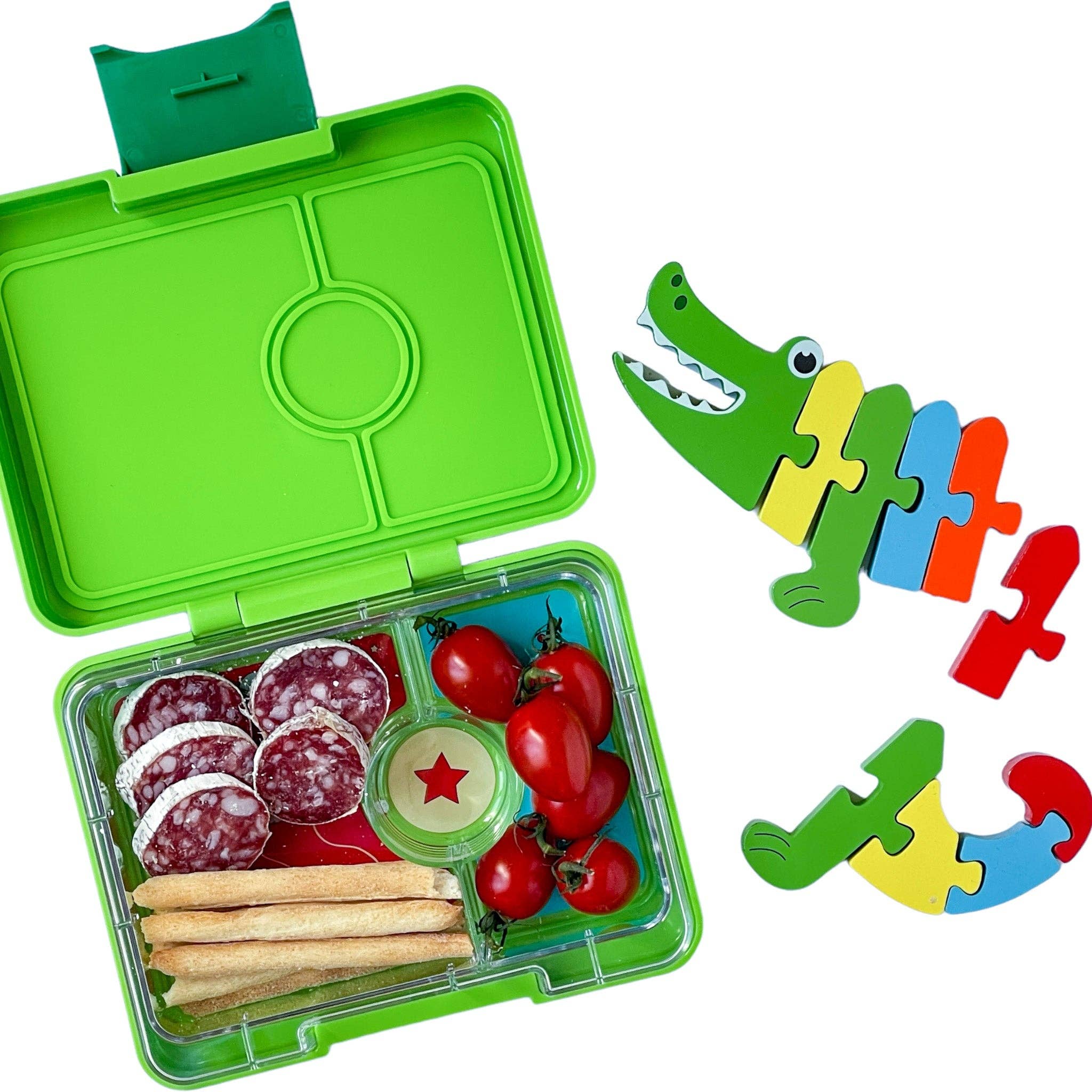 Snack-Größe Bento-Lunchbox Jurassic Grün - 3 Fächer (Hai) Yumbox