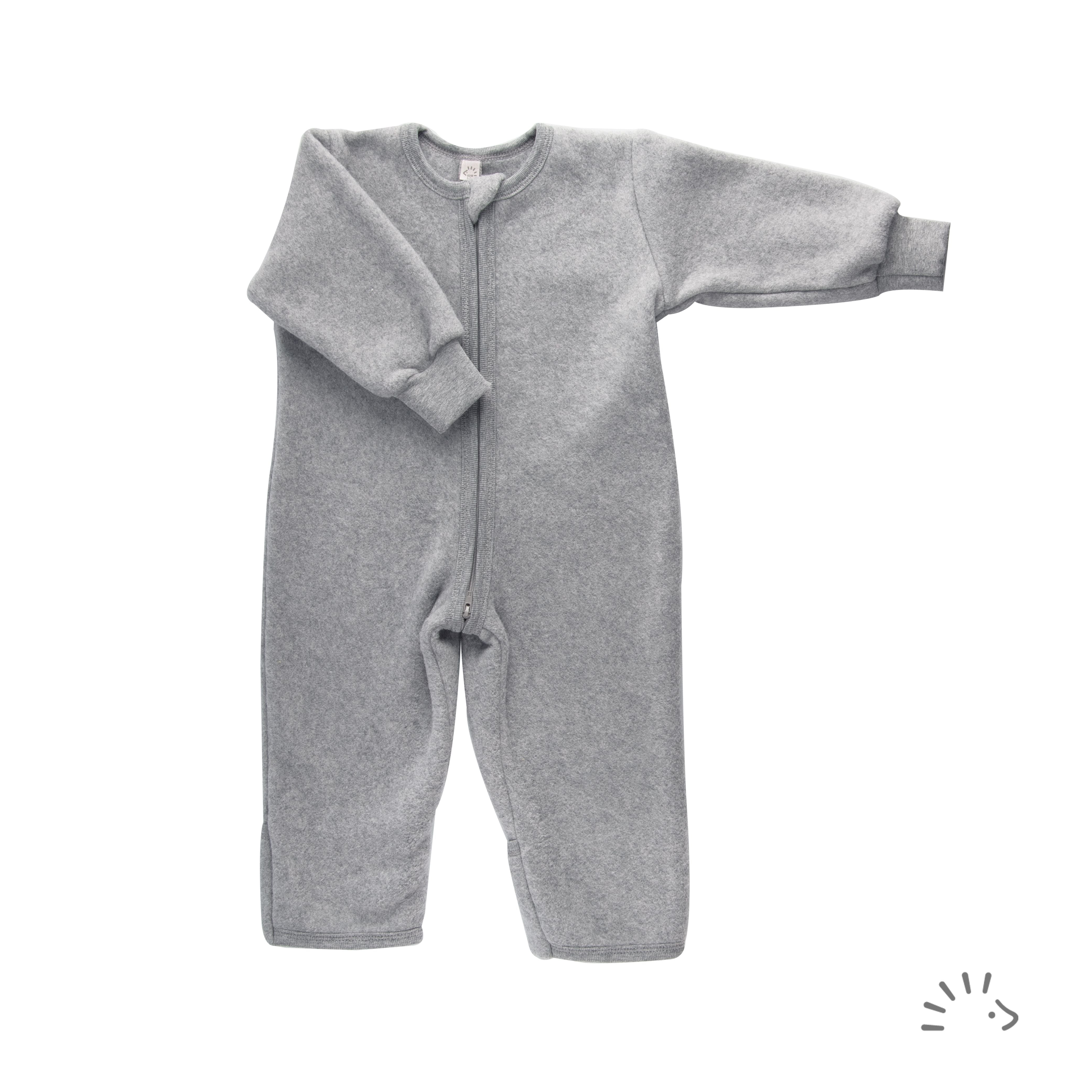 Popolini Schlaf-Overall Baumwollfleece - grau melange Popolini