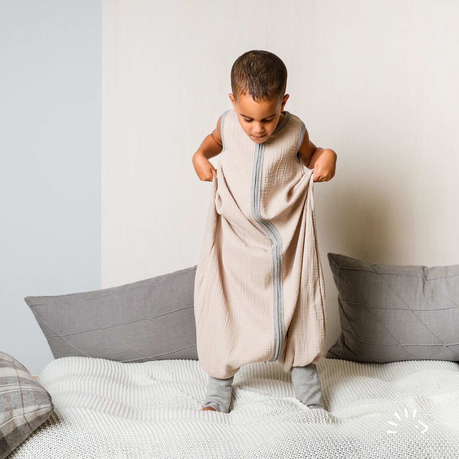 Popolini Schlafsack mit Füssen Musselin - Topaz Green Popolini