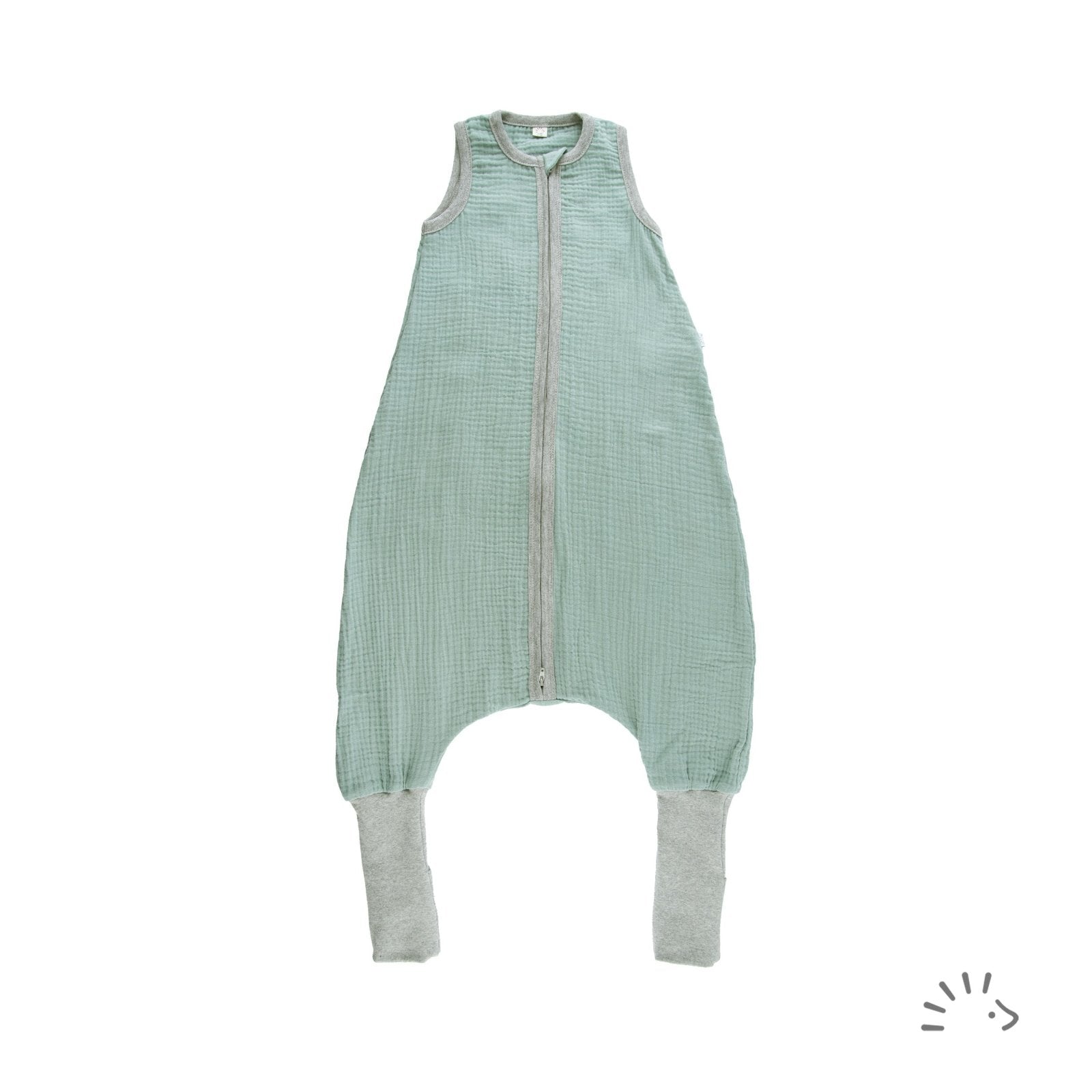 Popolini Schlafsack mit Füssen Musselin - Topaz Green Popolini