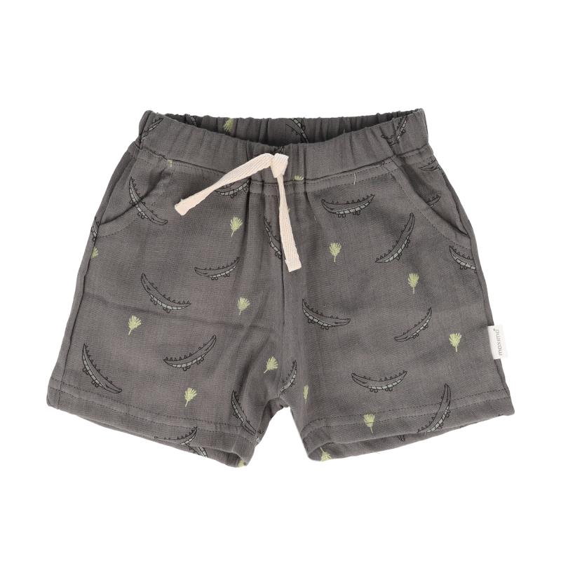 Maximo Musselin Baby-Shorts - steingrau Krokodil maximo