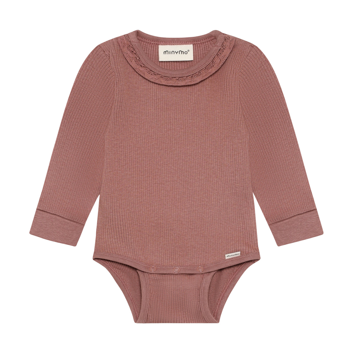 Minymo Tencel kurzarm Body in Rippoptik - Burlwood Minymo