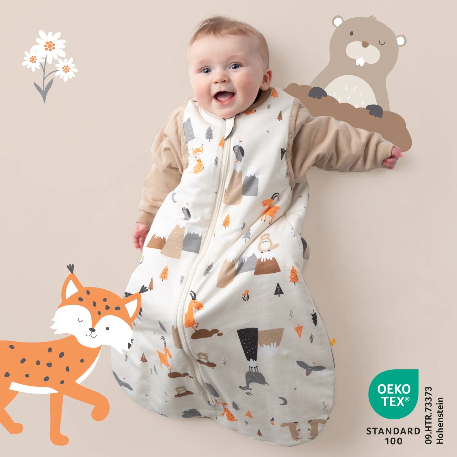 Babyschlafsack 1.0 TOG Bergtiere Slumbersac
