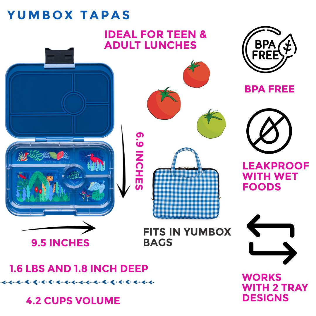Yumbox auslaufsichere Tapas Bento-Lunchbox - Monte Carlo Blau - Tapas (XL) Yumbox