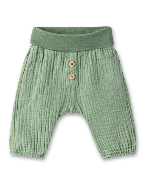Sanetta Musselin Baby-Hosen - grün Sanetta
