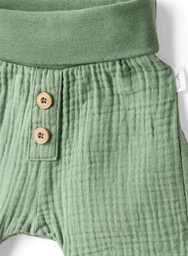 Sanetta Musselin Baby-Hosen - grün Sanetta