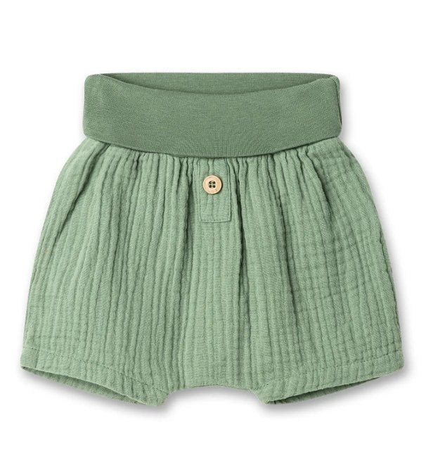 Sanetta Musselin Baby-Shorts - grün Sanetta