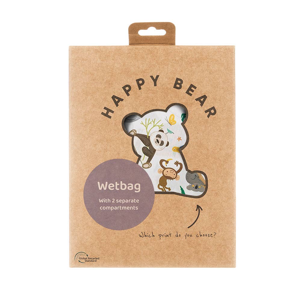 Happy Bear Wetbag | Zwei Fächer | 30x40cm | Wild Animals HappyBear Diapers