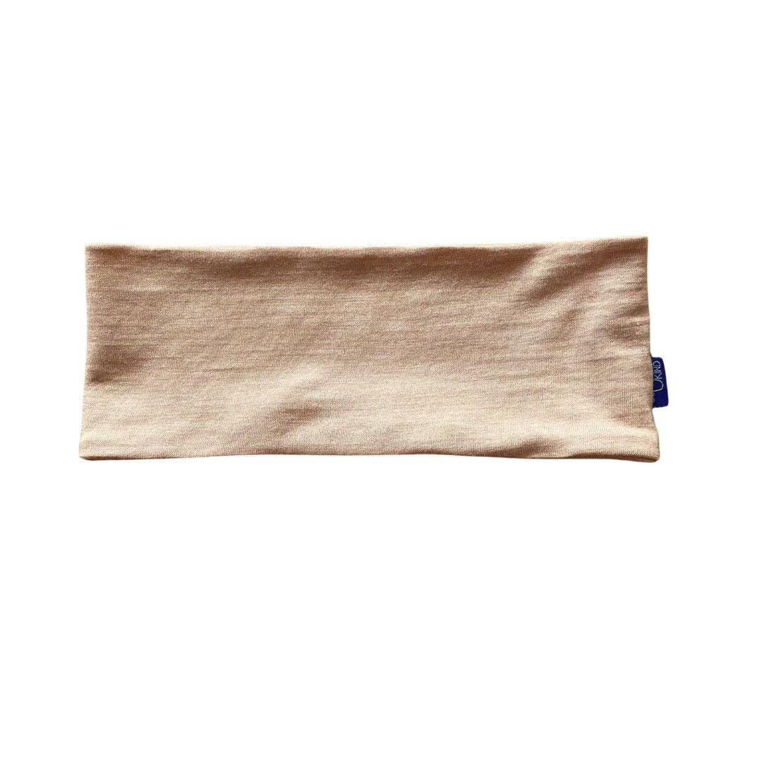 Stirnband sand, Merinowolle & Seide (bio/GOTS): S Glückskind