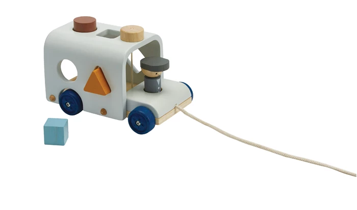 Sortierbus grau Plan Toys