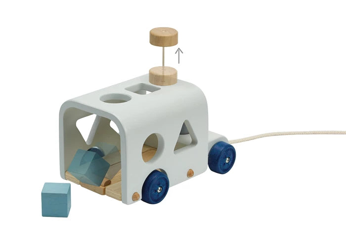 Sortierbus grau Plan Toys