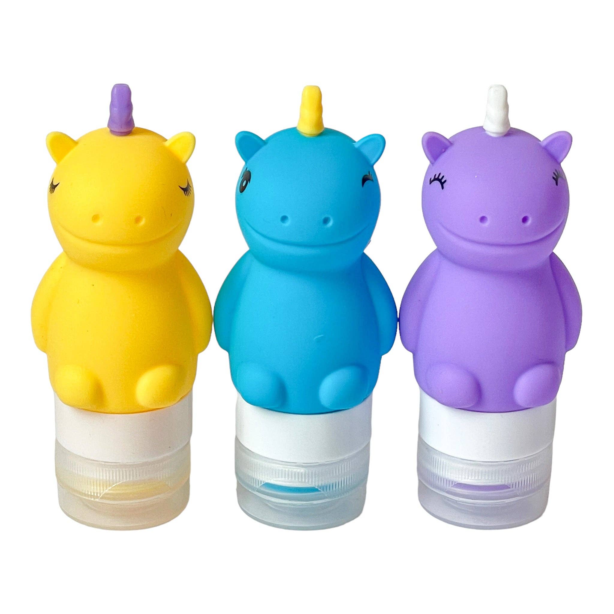 Silikon-Saucenfläschchen in Einhornform, auslaufsicher, 3er-Set - bunt Yumbox