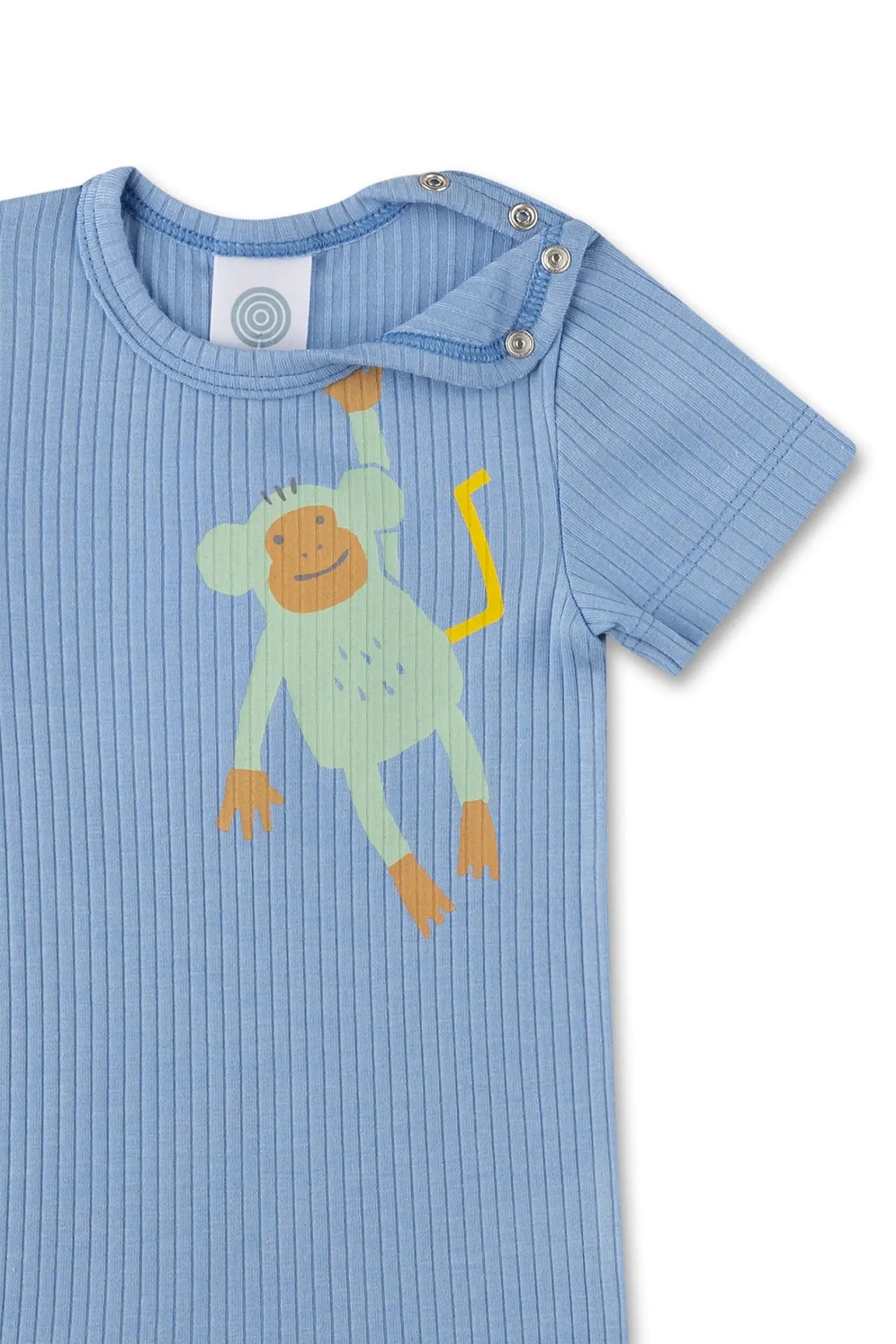 Sanetta Baby-Body kurzarm blau Affe Sanetta