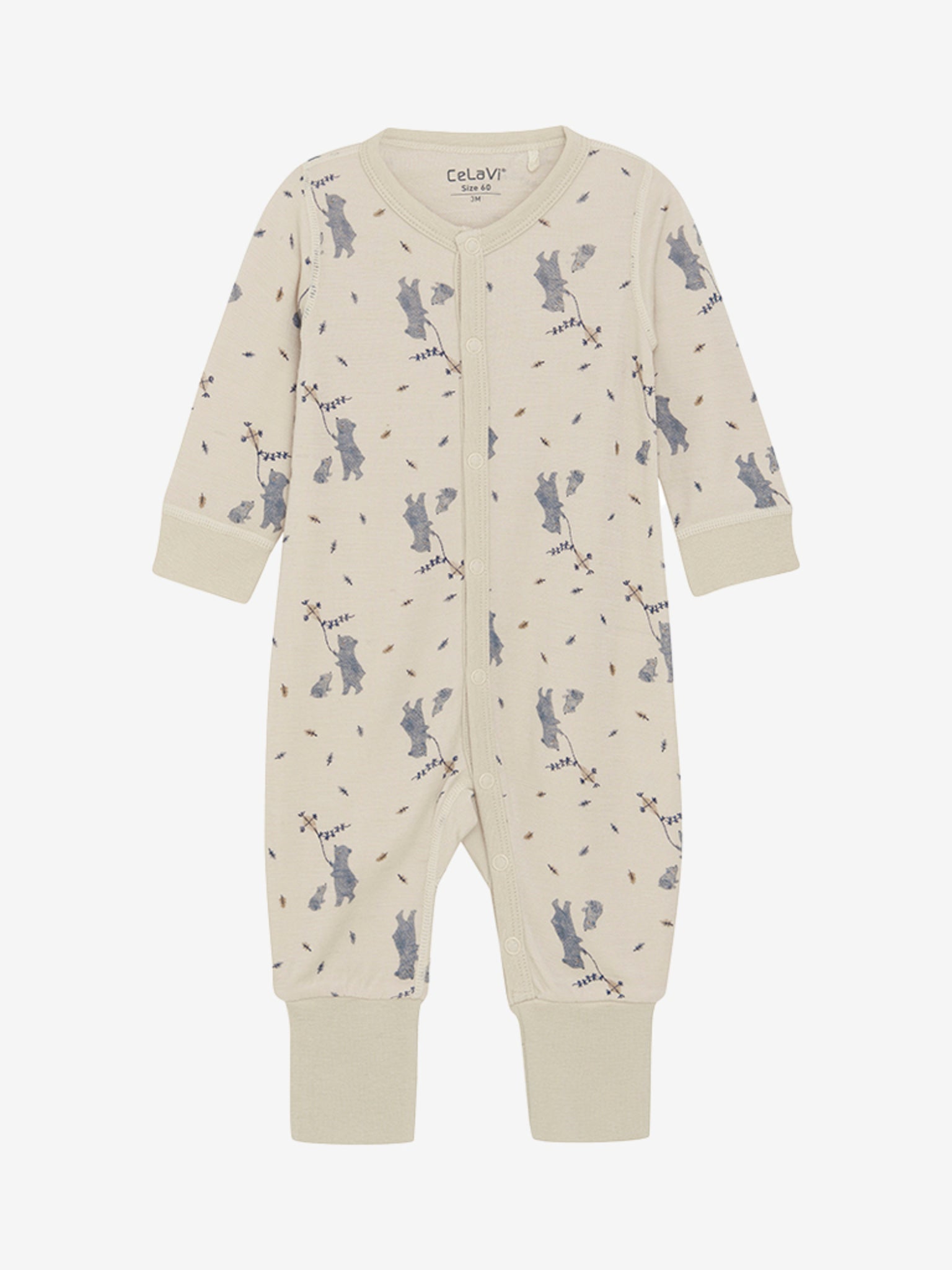 CeLaVi Spieler/Pyjama/Jumpsuit Wolle/Bambusviskose - Stormy Weather - Bär CeLaVi