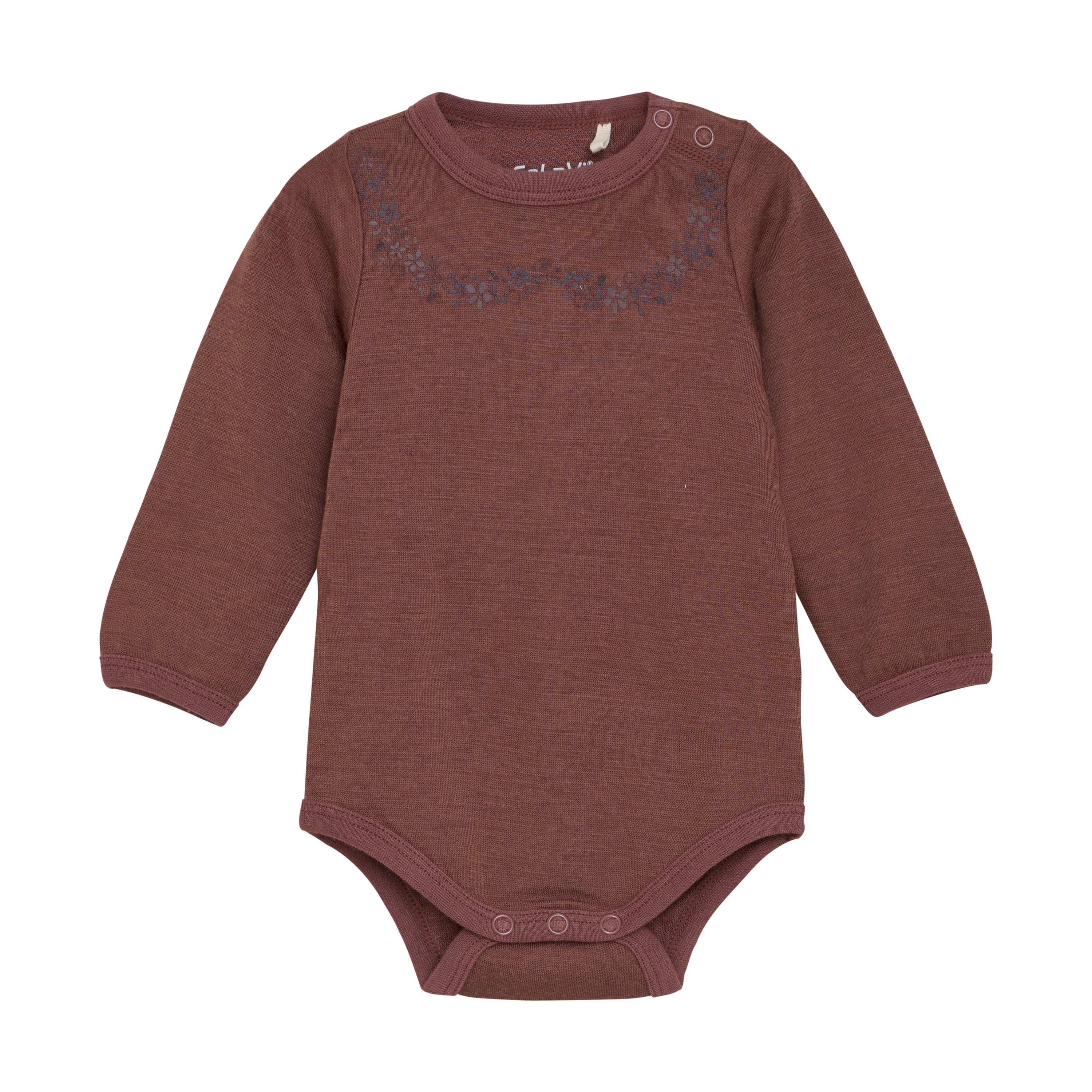 CeLaVi Langarm-Body Wolle/Bambusviskose - Marron dunkel CeLaVi