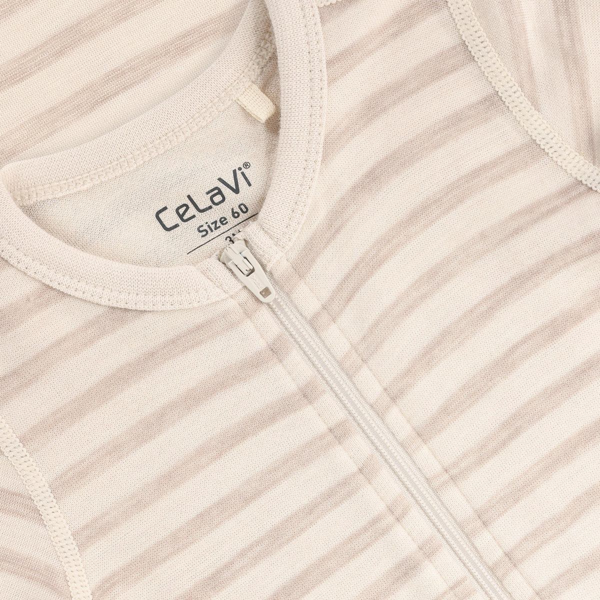 CeLaVi Overall Wolle/Bambusviskose - Mocca mit hellen Streifen CeLaVi