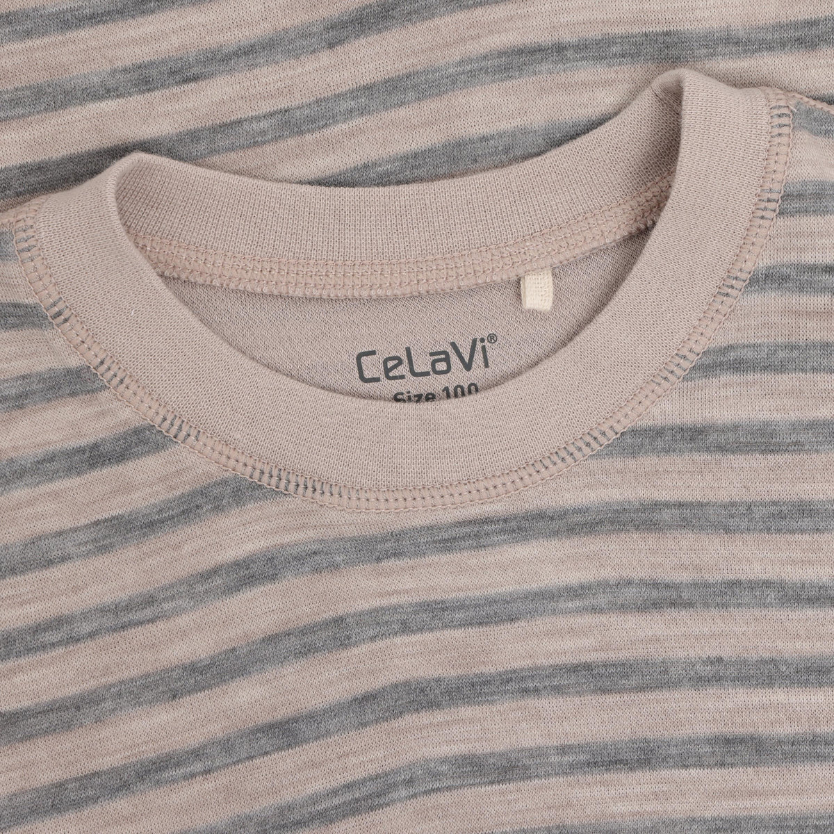 CeLaVi Langarmshirt Wolle/Bambusviskose - Grau mit Streifen CeLaVi