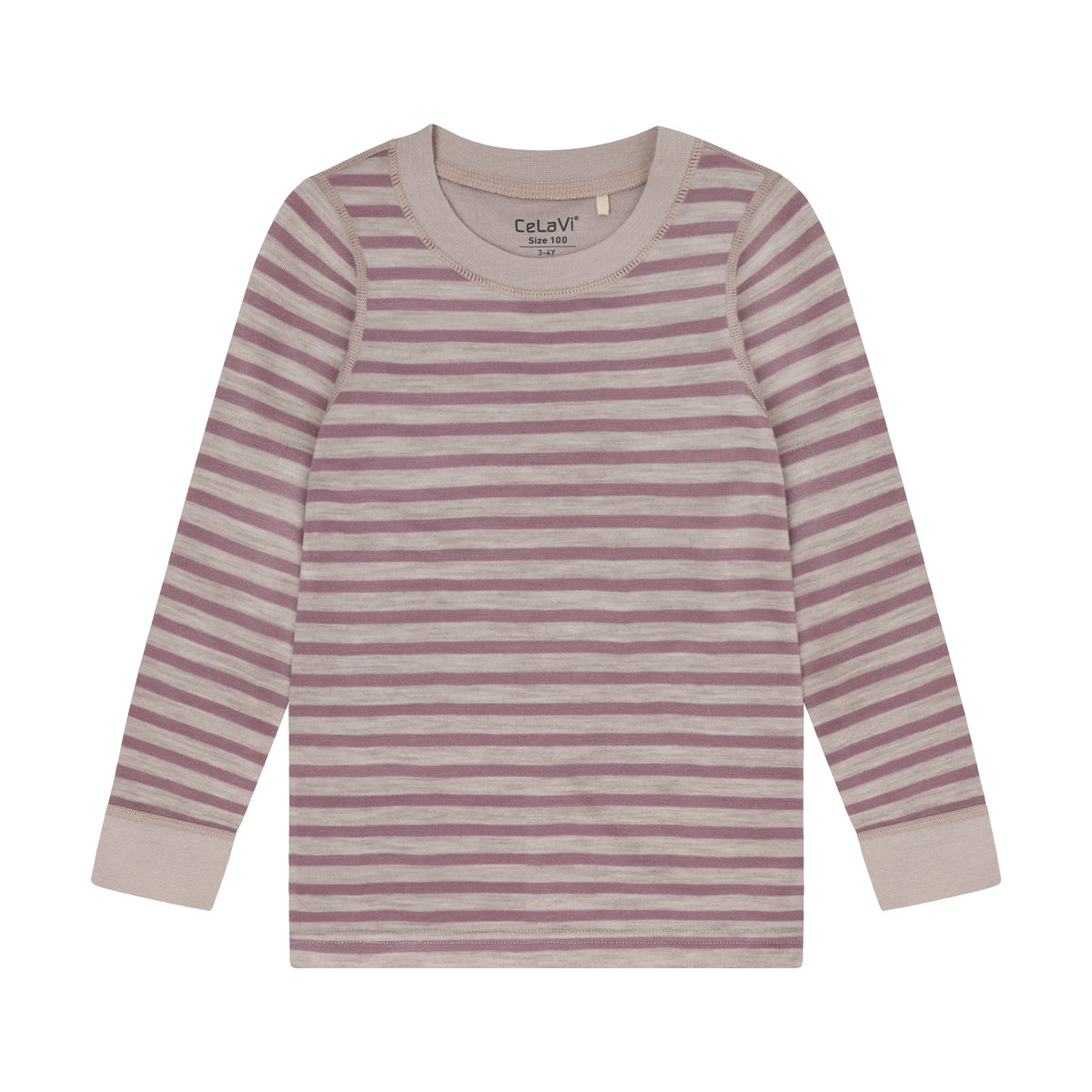 CeLaVi Kinder-Langsarmshirt aus Merinowolle und Viskose aus Bambus- Traube mit Streifen CeLaVi