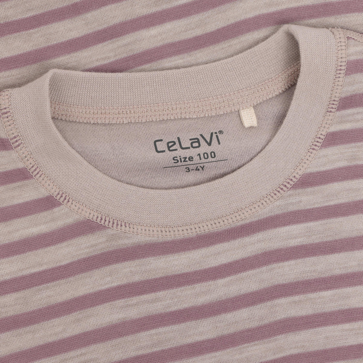CeLaVi Kinder-Langsarmshirt aus Merinowolle und Viskose aus Bambus- Traube mit Streifen CeLaVi