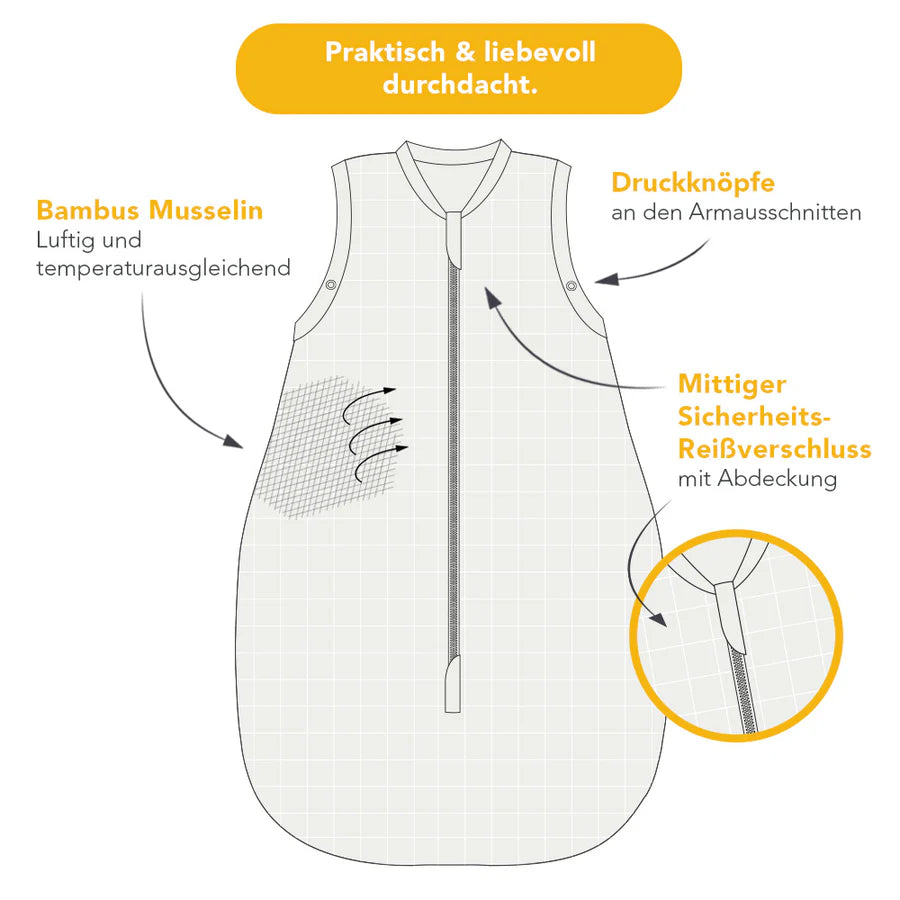 Babyschlafsack 0.5 Tog Musselin Bambusviskose - Dschungel Slumbersac