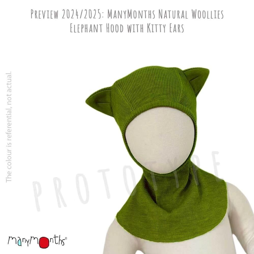 ManyMonths Woolies Elephant Hood mit Katzenohren - Forest Floor Green ManyMonths