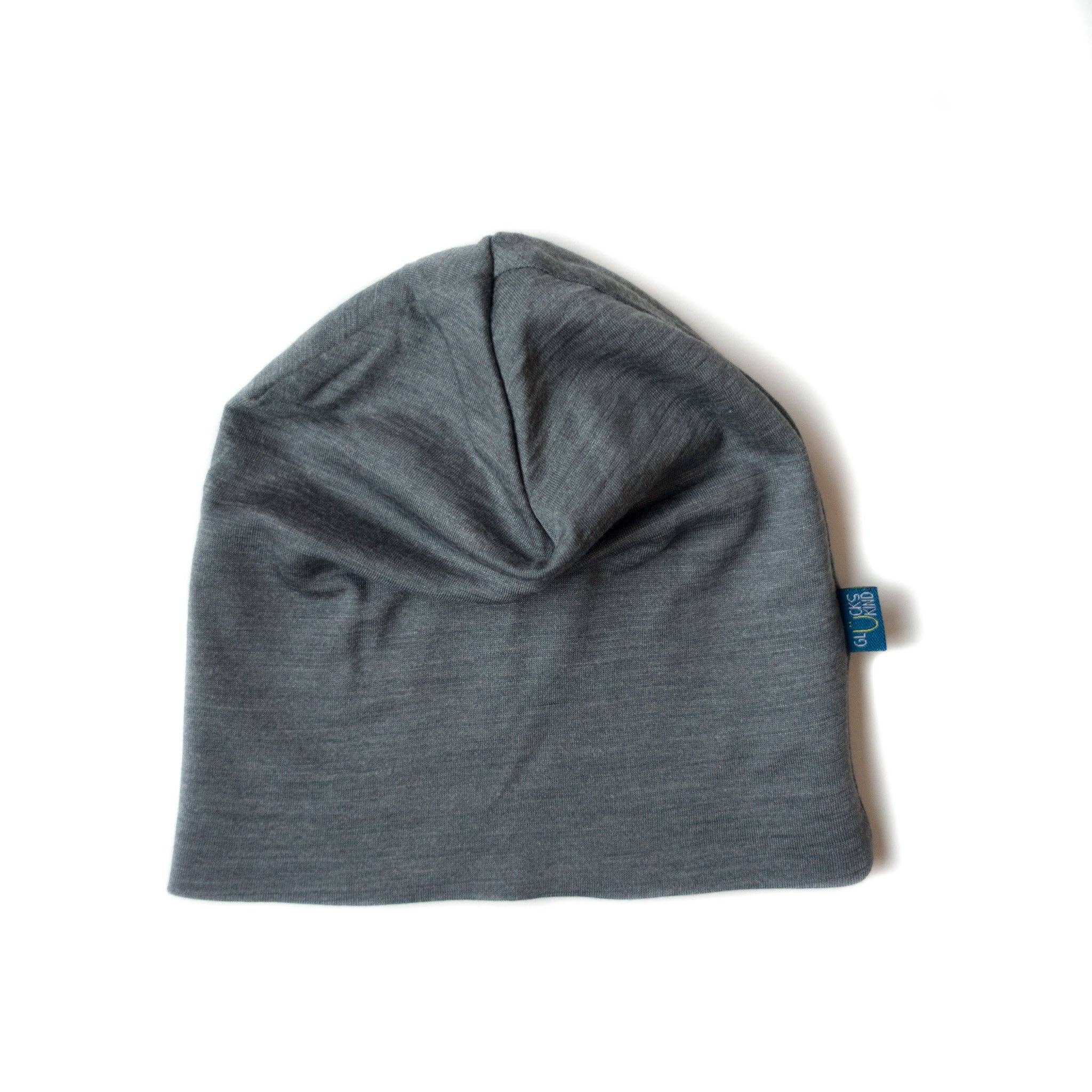 Haube fels, Merinowolle & Seide (bio/GOTS): XL (bis KU 54cm) Glückskind