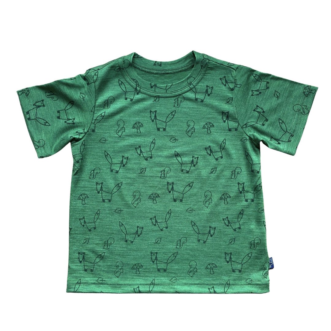 Glückskind T-Shirt Merinowolle & Seide - Waldgrün Fuchs Glückskind