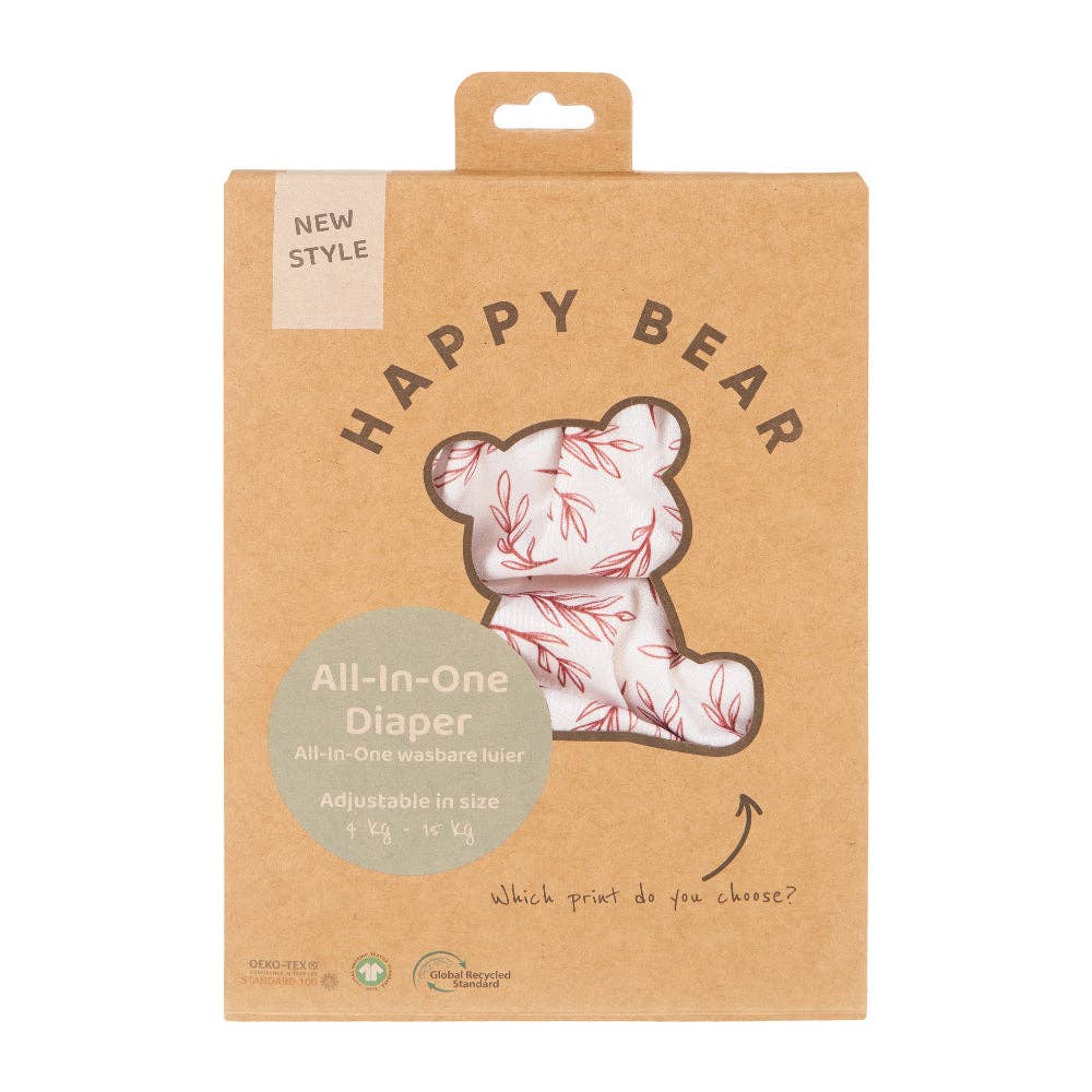 Happy Bear Waschbare Stoffwindel | All-In-One Windel | Einheitsgrösse — 4—15 kg | Twiggy HappyBear Diapers