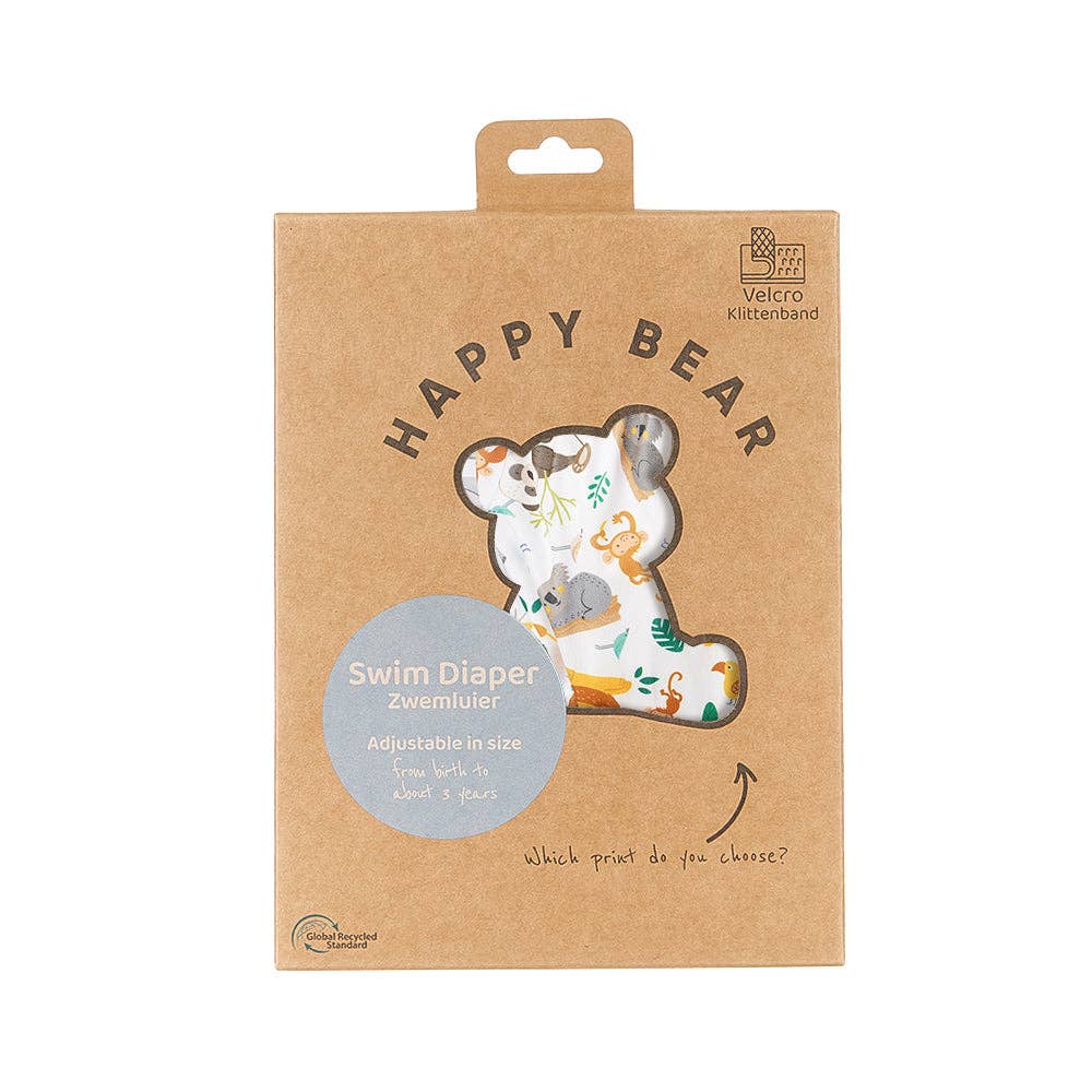 Happy Bear Badewindel mit Klettverschluss | 0-3 Jahre | Einheitsgrösse | Wild Animals HappyBear Diapers