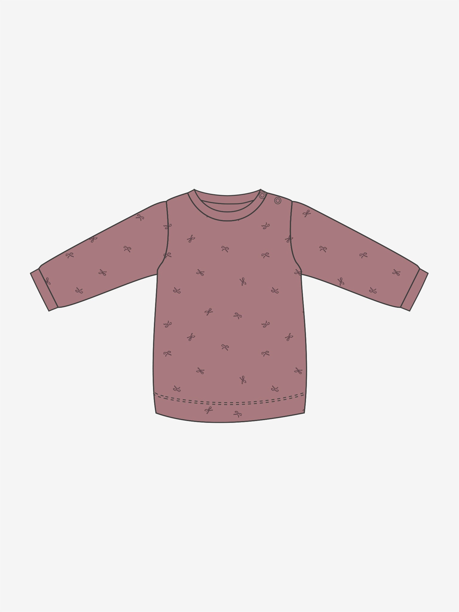 Fixoni Woll-Seide Shirt langarm - Nostalgie-Rose Schleife