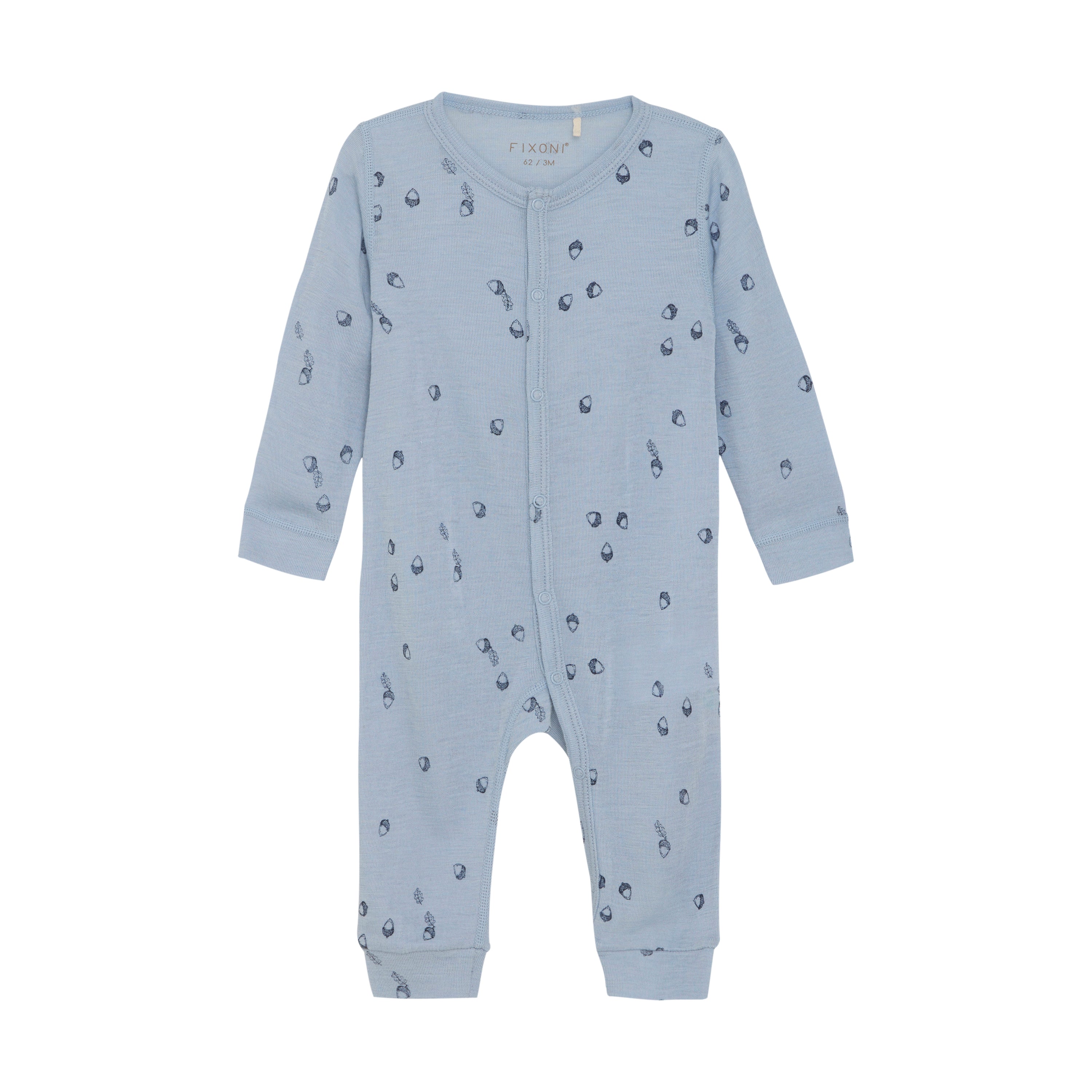 Fixoni Langarm-Spieler / Pyjama / Jumpsuit Wolle/Seide -Blue Fog fixoni