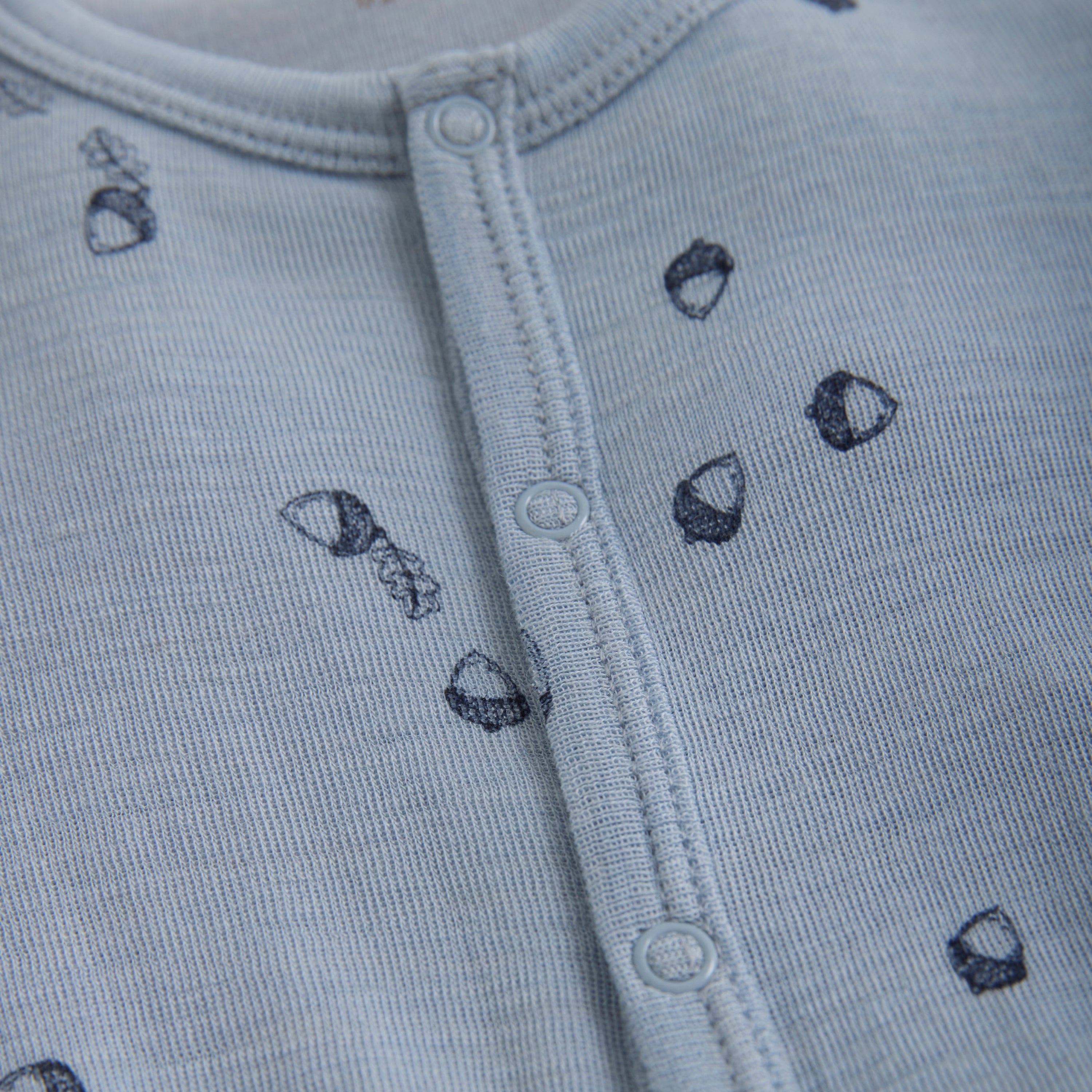 Fixoni Langarm-Spieler / Pyjama / Jumpsuit Wolle/Seide -Blue Fog fixoni