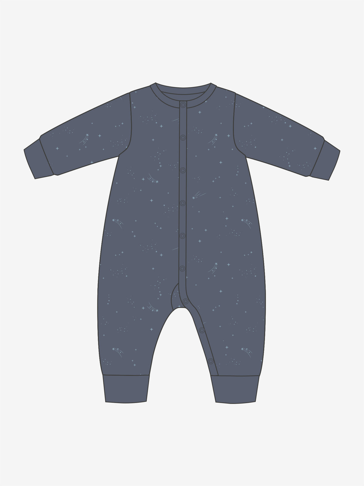 Fixoni Langarm-Spieler / Pyjama / Jumpsuit Wolle/Seide - blau Sternen