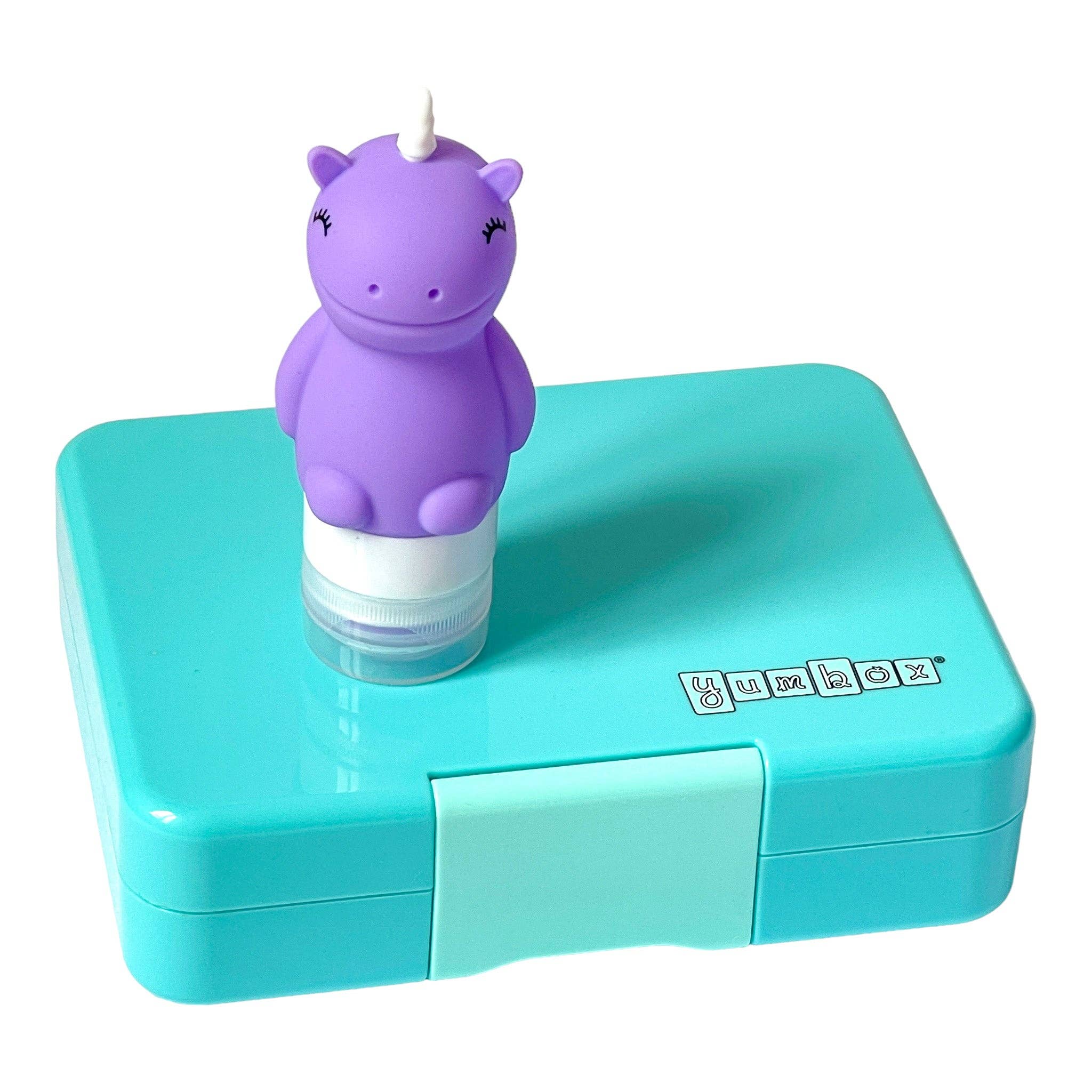 Silikon-Saucenfläschchen in Einhornform, auslaufsicher, 3er-Set - bunt Yumbox
