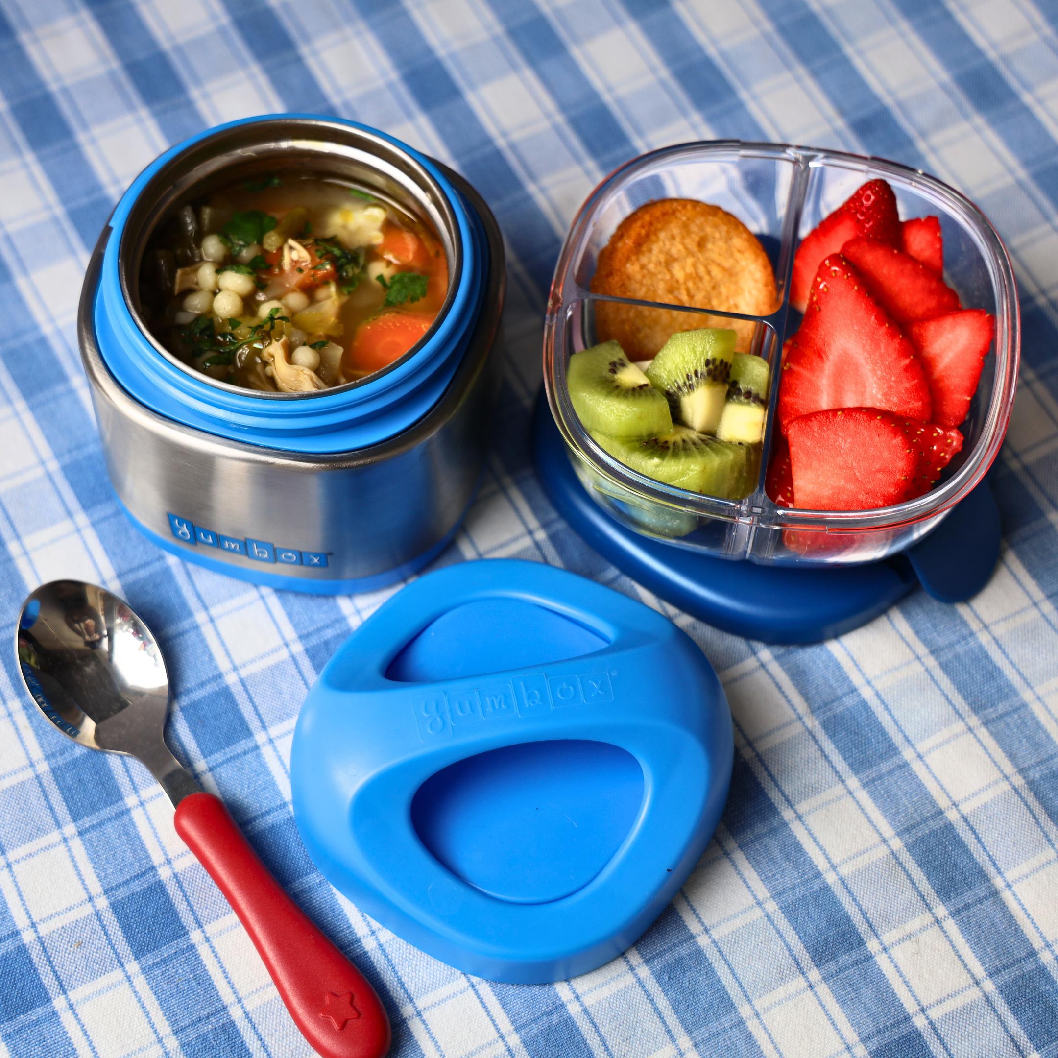 Auslaufsichere Snackschale mit 3 Fächern - Marineblau Yumbox