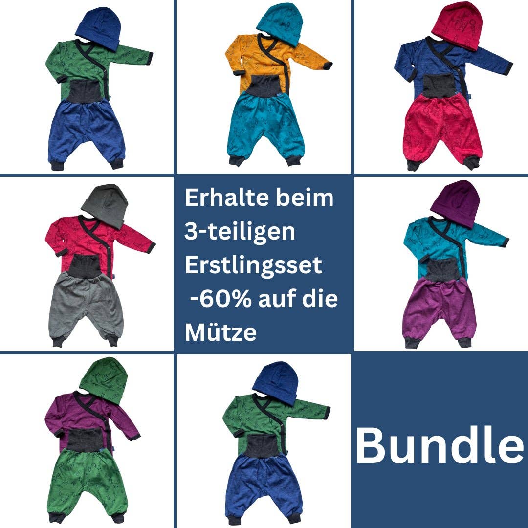 Wickelbody waldgrün Fuchs, Merinowolle & Seide (bio/GOTS): 62-68 Glückskind