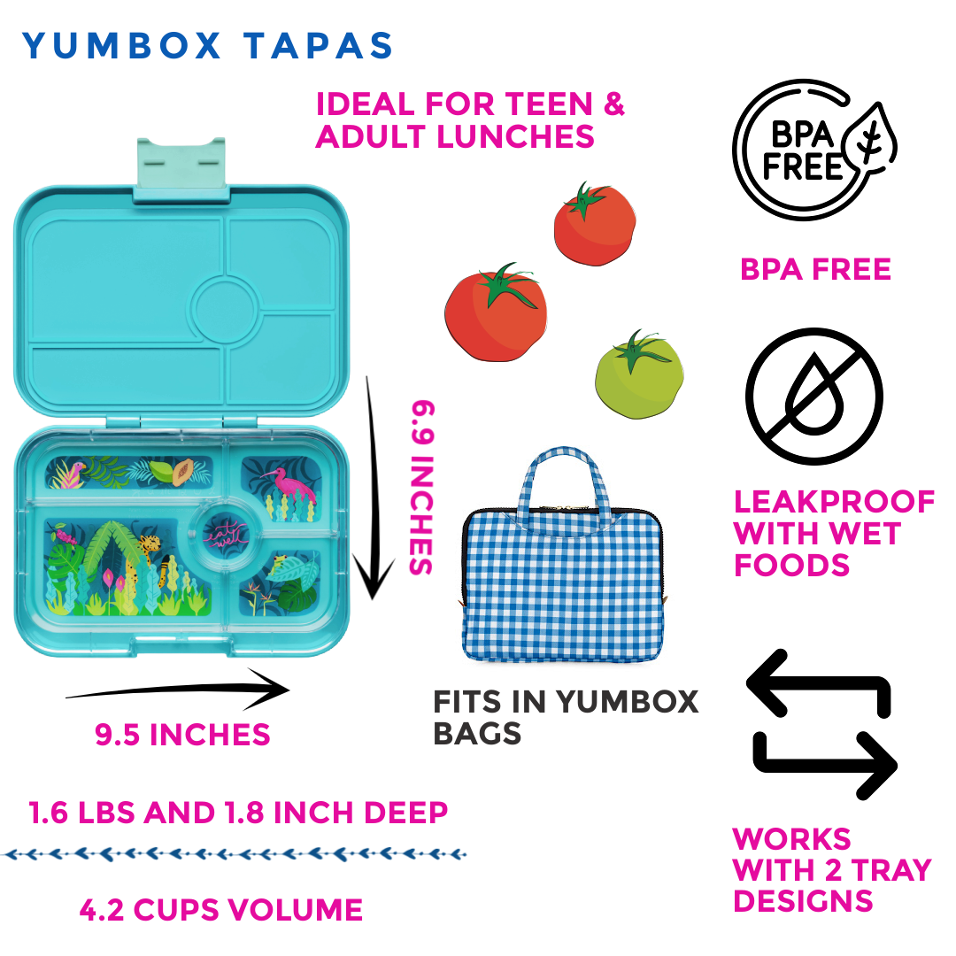 Yumbox Tapas XL Bentobox auslaufsicher mit 5 Unterteilungen – Antibes Blau, 5Fächer Yumbox