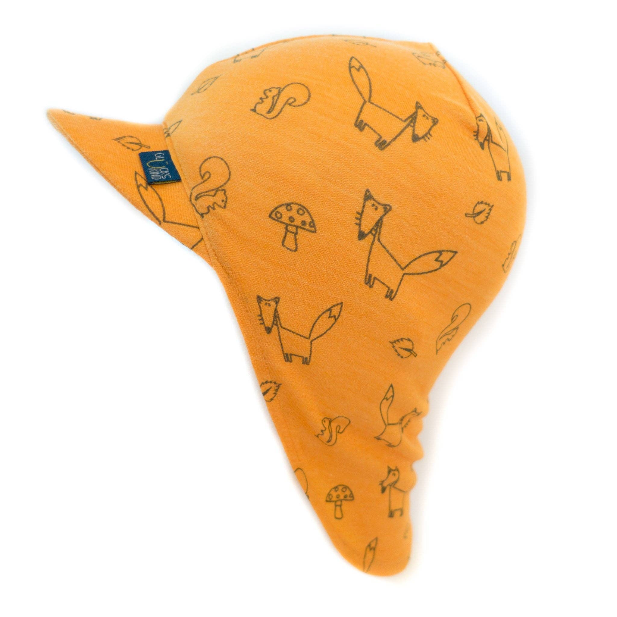 Sommerkappe sonnengelb Fuchs, Merinowolle & Seide (bio/GOTS): M (bis 46cm KU) Glückskind