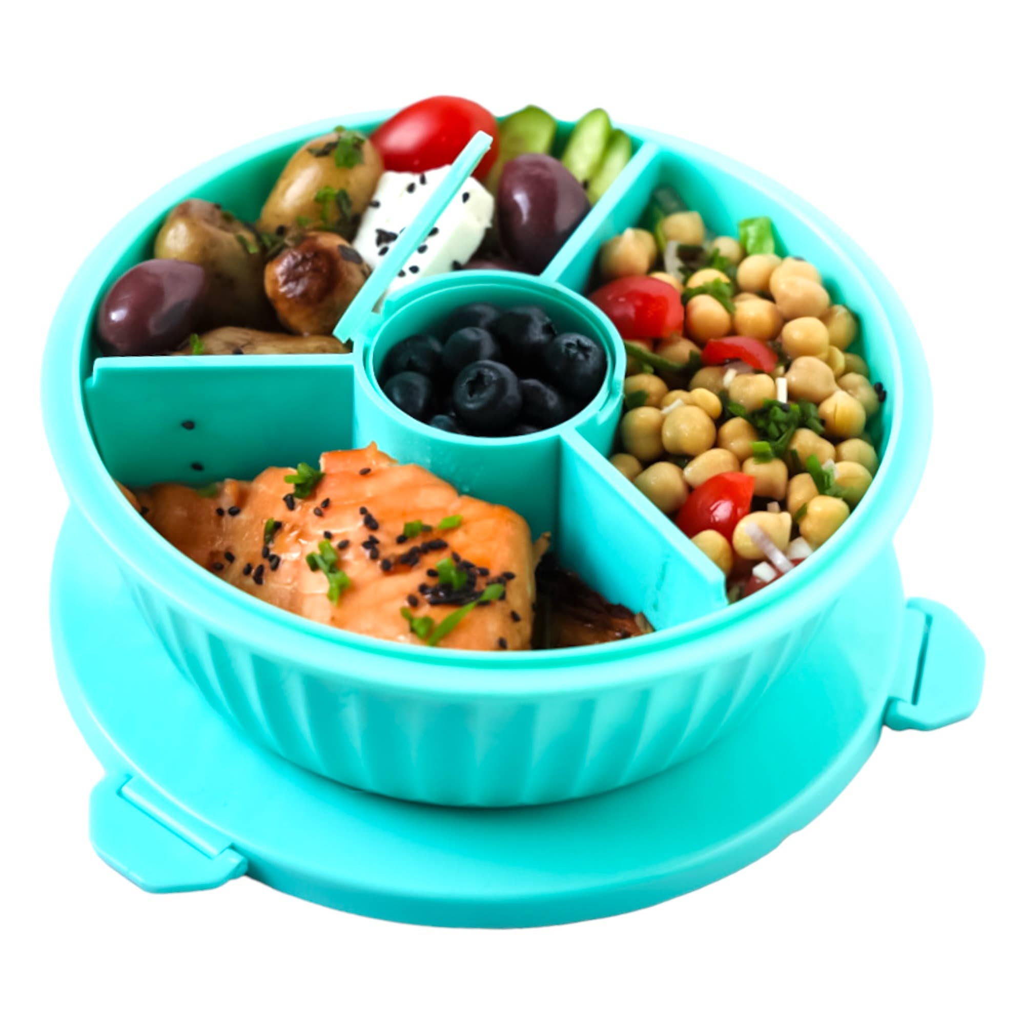 Auslaufsichere Salat-Poke-Schüssel mit 3-P-Trenner - Paradise Aqua Yumbox