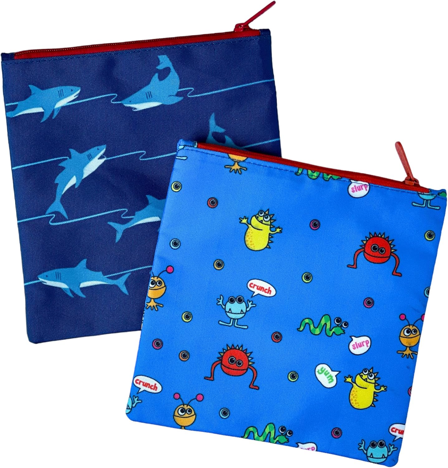 Yumbox Sandwischtasche mit Reissverschluss Doppelpack - Shark / Monster yumbox