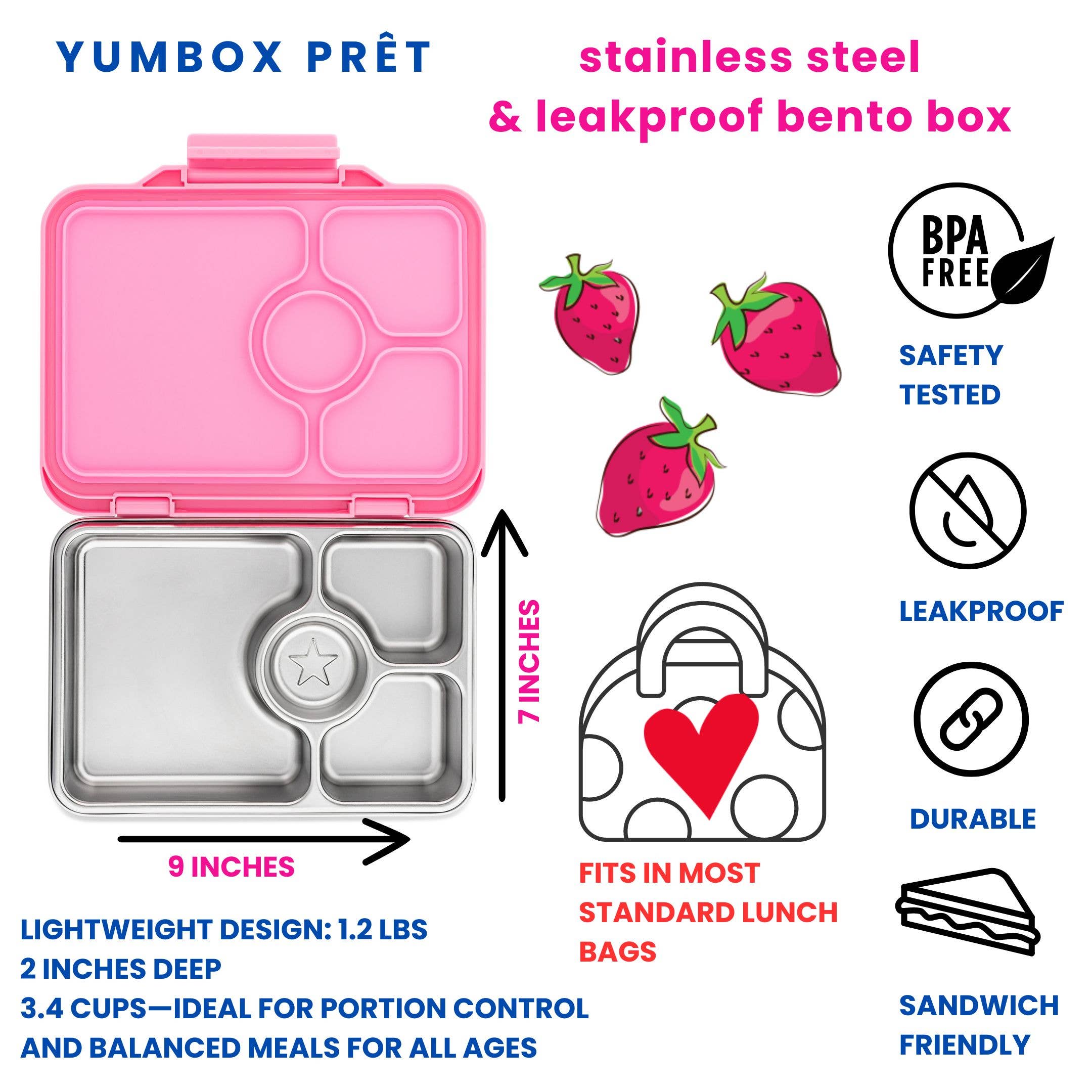 Yumbox Prêt — Bento aus wasserdichtem Edelstahl — Versailles Pink Yumbox