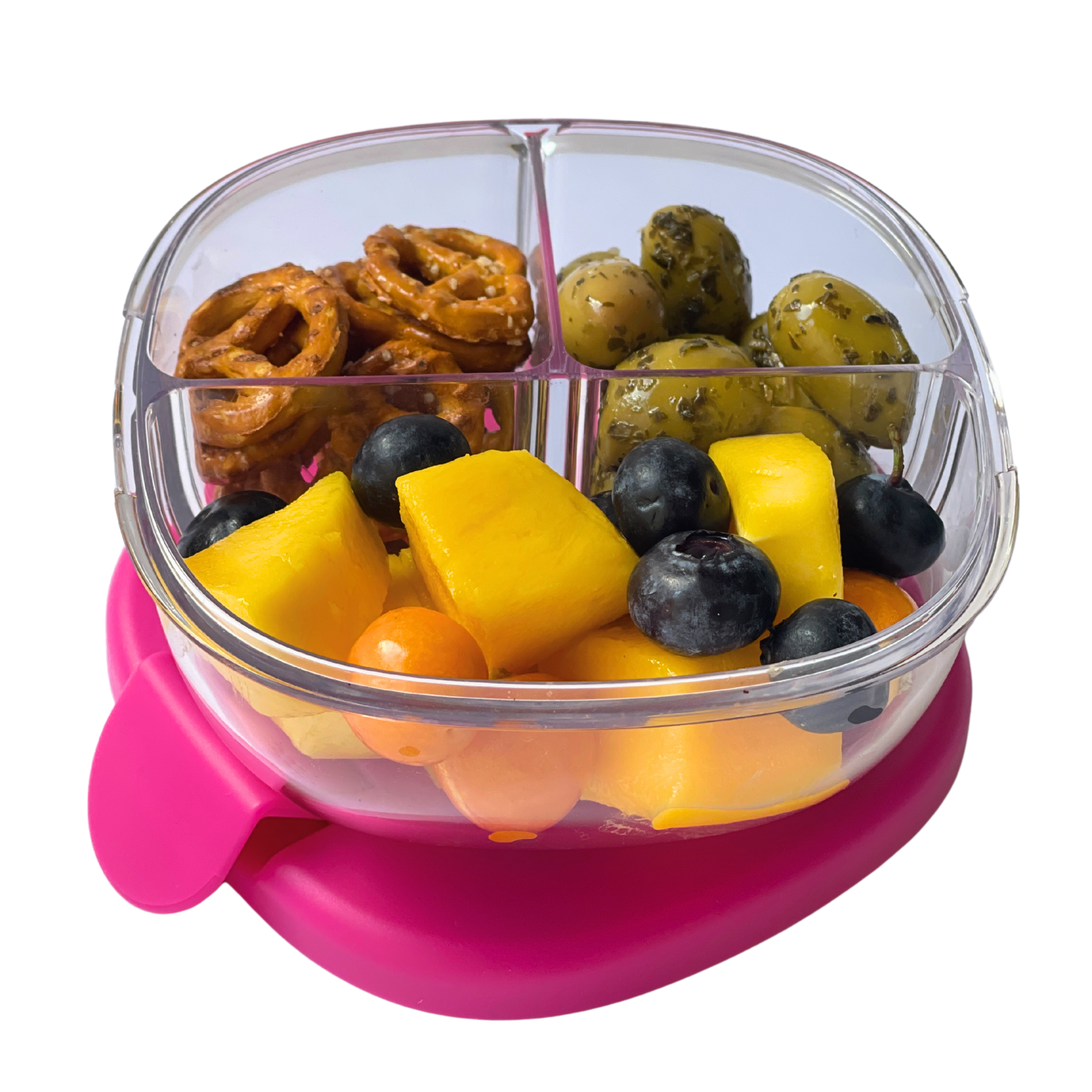 Auslaufsichere Snackschale mit 3 Fächern - Himbeerrosa Yumbox