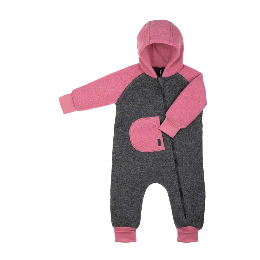 Pure Pure Wollwalk-Overall mit langem Reissverschluss - Grau-Pink purepure