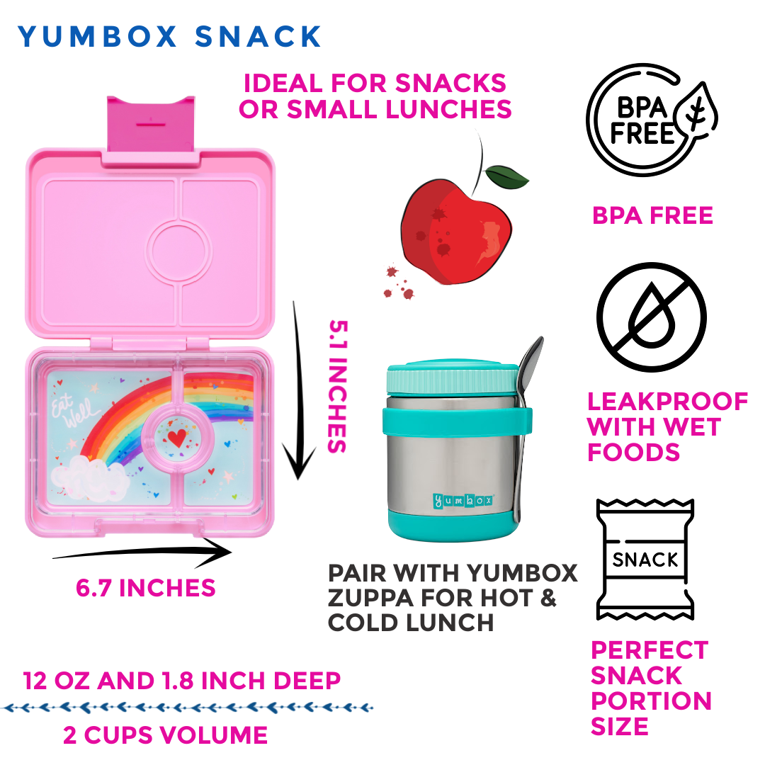 Kleine Bento-Lunchbox in Snackgrösse - Power Pink (Regenbogen) Yumbox