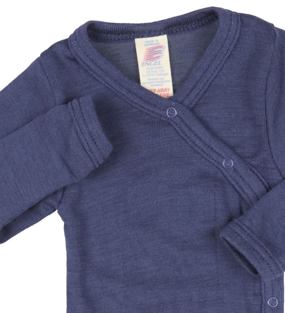 Engel Wolle/Seide-Wickelbody langarm - navy-blue