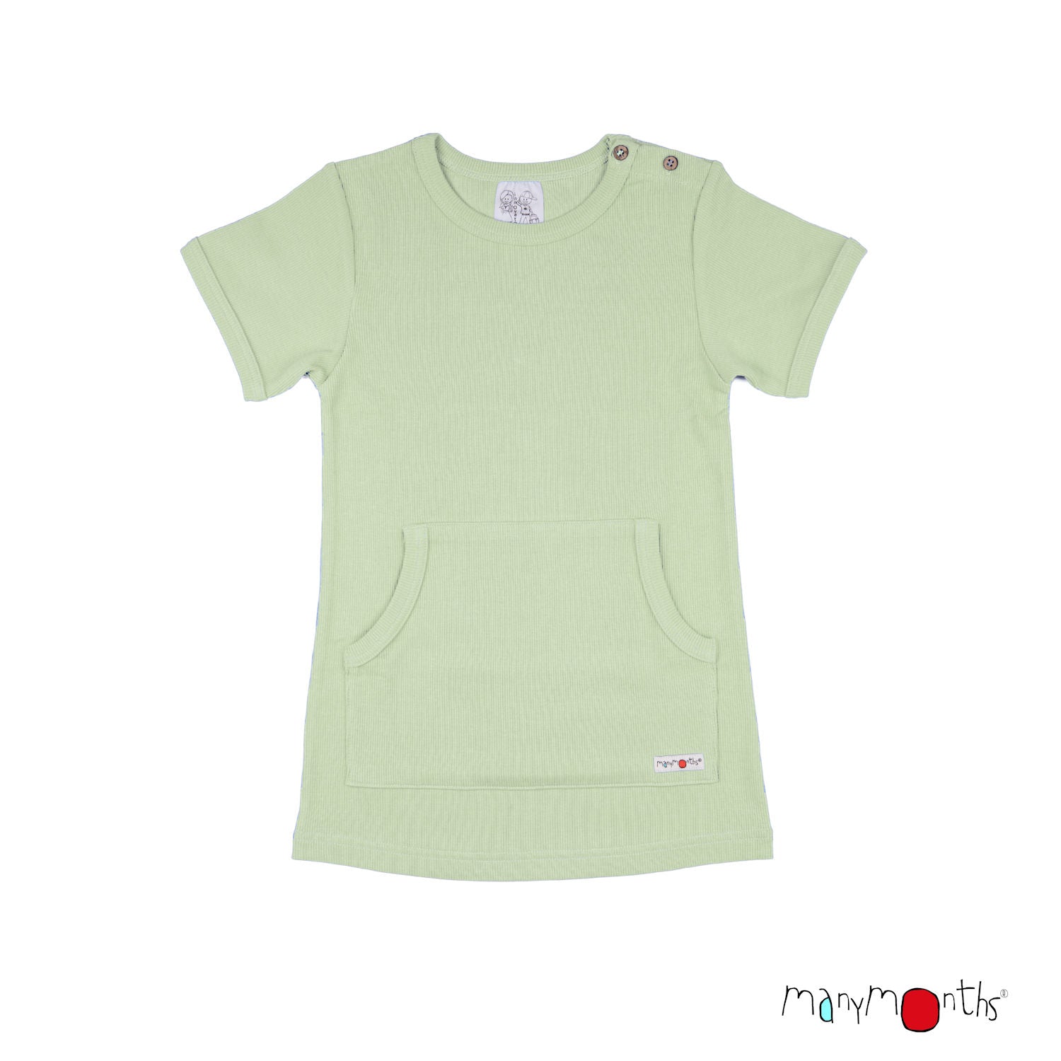 ManyMonths Kangaroo T-Shirt mit grosser Tasche - Light Jade ManyMonths