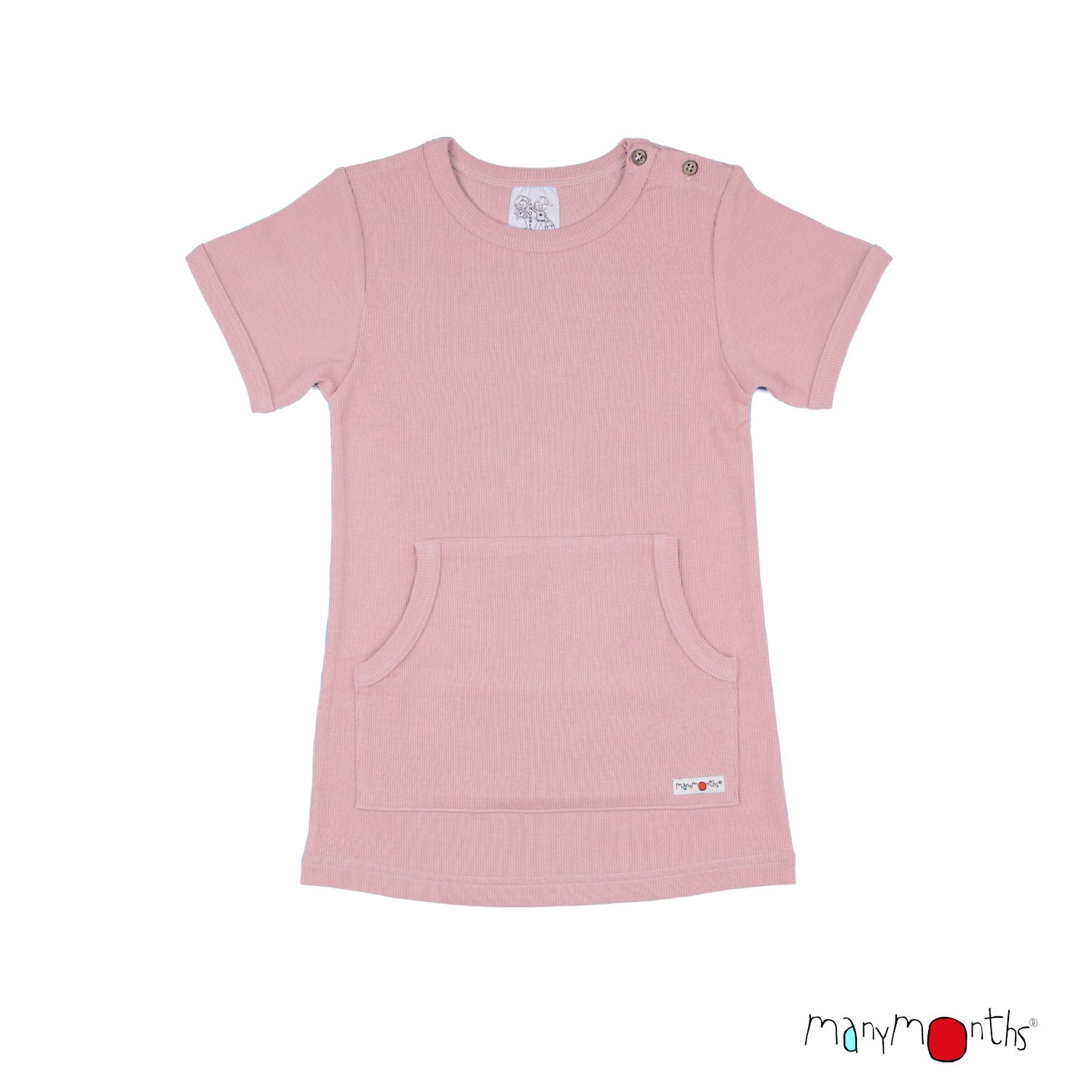 ManyMonths Kangaroo T-Shirt mit grosser Tasche - Paradise Orchid ManyMonths